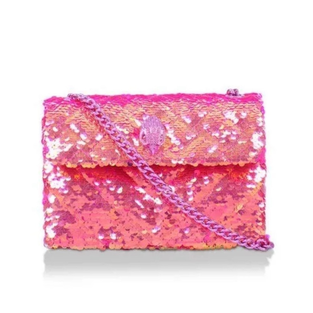 Kurt Geiger Drench Pink Fushia Yellow Medium Sequins Kensington Bag
